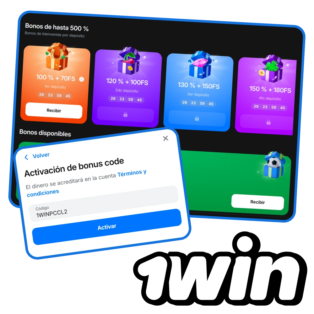 Incrementa tu saldo activando un código de bonificación especial en 1win.