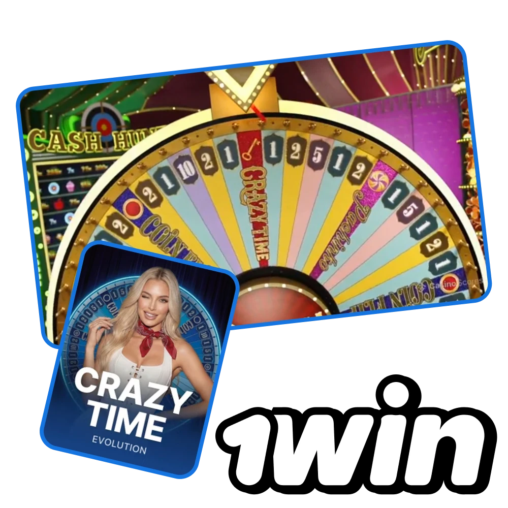 Vive la emoción del espectáculo interactivo Crazy Time en el casino 1win.