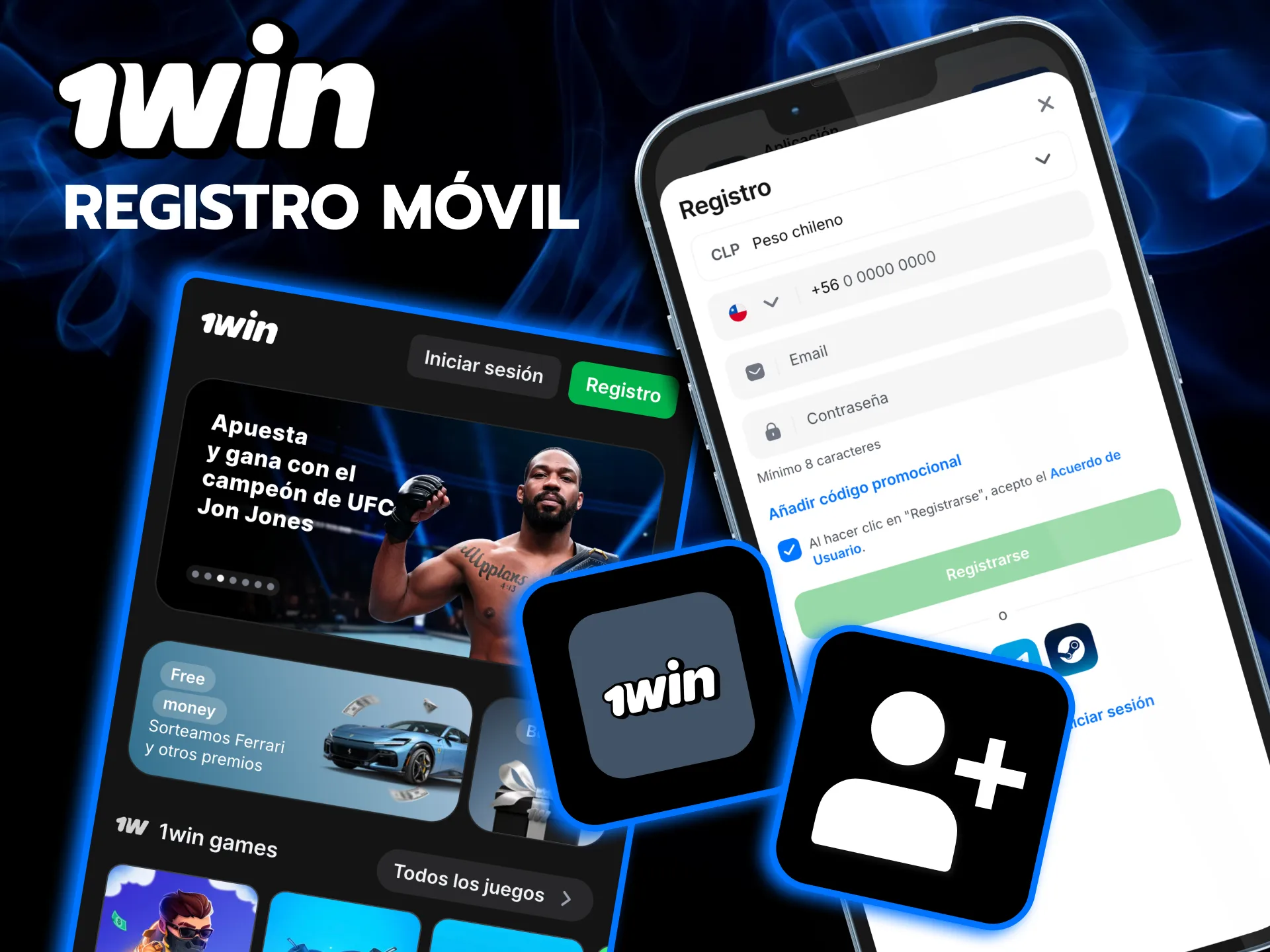 Abre la app 1win y completa tu registro fácilmente.